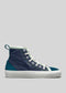 marine and petrol blue premium canvas multi-layered high sneakers sideview