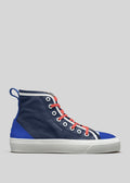 marine and red premium canvas multi-layered high sneakers sideview
