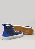 marine and red premium canvas multi-layered high sneakers back and soleview