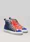 marine and red premium canvas multi-layered high sneakers frontview