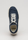 marine blue premium canvas sneakers landscape with sophisticated silhouette topview
