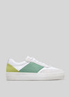pastel green and lime premium leather sneakers in contemporary design sideview
