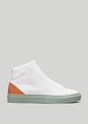 pastel green with orange premium leather high sneakers in clean design sideview
