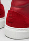 red wine and scarlet premium leather high sneakers in clean design close-up materials