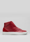 red wine and scarlet premium leather high sneakers in clean design sideview