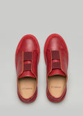 red wine premium leather slip-on sneakers with straps in clean design topview