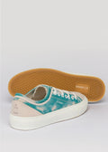 tie dye aqua green premium canvas multi-layered low sneakers back and soleview