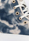 tie dye marine blue premium canvas multi-layered high sneakers details