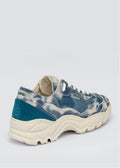 tie dye marine blue premium canvas sneakers landscape with sophisticated silhouette backview