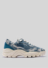 tie dye marine blue premium canvas sneakers landscape with sophisticated silhouette sideview