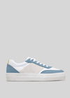 white and artic blue premium leather sneakers in contemporary design sideview