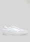 white and bone premium leather sneakers in contemporary design sideview