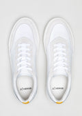 white and bone premium leather sneakers in contemporary design topview