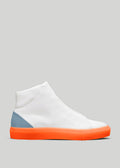 white and orange premium leather high sneakers in clean design sideviewarticblue