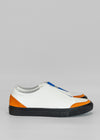 white and orange premium leather slip-on sneakers with straps in clean design sideview outlet