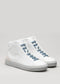 white and artic premium leather high sneakers in clean design front with laces