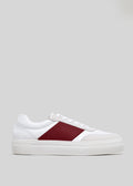 white and bordeaux premium leather sneakers in contemporary design sideview