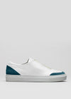 white petrol premium leather slip-on sneakers with straps in clean design sideview