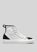 white premium canvas multi layered high sneakers sideview