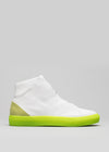 white premium leather high sneakers with lime sole in clean design sideview