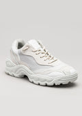 white premium leather sneakers landscape with sophisticated silhouette frontview