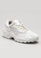 A white V11 Leather Color Mix Bone low top sneaker with a chunky sole, lace-up front, and subtle grey accents, displayed on a light background.
