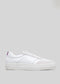 white premium leather sneakers with pride ribbon in contemporary design sideview