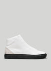white with bone and black premium leather high sneakers in clean design sideview