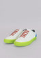 white with electric blue premium leather low sneakers in clean design frontview outlet