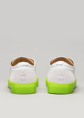 white with lime premium leather slip-on sneakers with straps in clean design backview