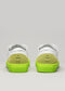 white with lime premium leather slip-on pair of sneakers with straps in clean design backview