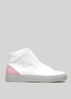 white with pink premium leather high sneakers in clean design sideview