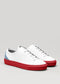 artic blue and red premium leather low sneakers in clean design frontview