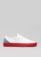 artic azul y rojo cuero premium bajo sneakers en diseño limpio sideview