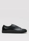 black premium leather low sneakers in clean design sideview