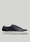 deep blue premium leather low sneakers in clean design sideview