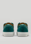 emerald green premium leather low pair of sneakers in clean design backview