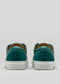 verde esmeralda de cuero de primera calidad bajo par de sneakers en el diseño limpio backview