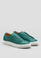 emerald green premium leather low sneakers in clean design frontview