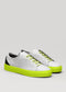 grey with black premium leather low sneakers with white sole in clean design frontview