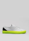 grey with black premium leather low sneakers with white sole in clean design sideview