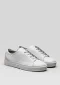 grey and plaster premium leather low sneakers in clean design frontview