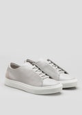 light grey premium leather low sneakers in clean design frontview