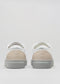 white and beige premium vegan leather low pair of sneakers in clean design backview
