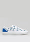 pelle premium bianca e blu bassa sneakers in design pulito vista laterale