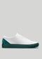 blanco y verde esmeralda cuero premium bajo sneakers en diseño limpio sideview