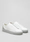 blanco y gris cuero premium bajo sneakers en diseño limpio frontview