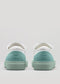 white and pastel green premium leather low pair of sneakers in clean design backview