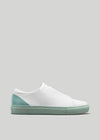 white and pastel green premium leather low sneakers in clean design sideview