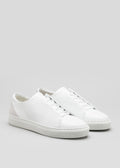 white premium leather low sneakers in clean design frontview